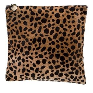Claire V. Leopard Print Pony Hair Clutch